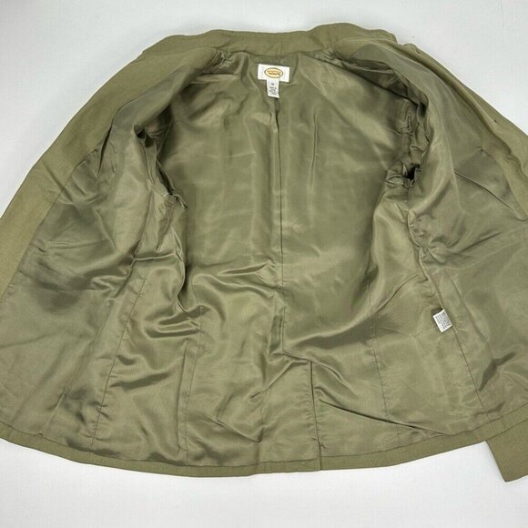 Talbots Women's Green‎ Silk Linen Mandarin Collar Button Up Luxury Blazer 10/C39 - Picture 7 of 14